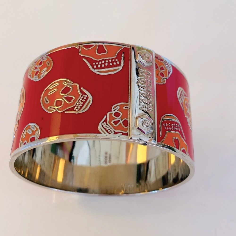 Alexander Mcqueen Red Skull Bangle Bracelet 235$